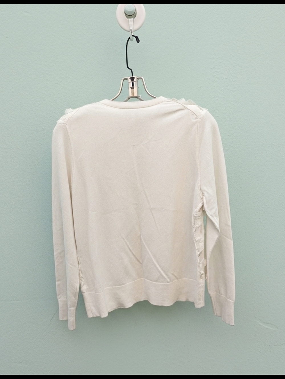 Carter Club Cream 3D Floral Applique Whimsical Cardigan, Ethereal Womens Size M - Picture 2 of 9